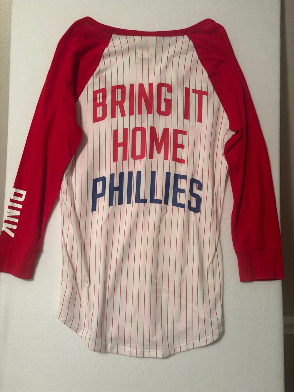 PINK Victorias Secret Philadelphia Phillies Red Sleeve Baseball Tee